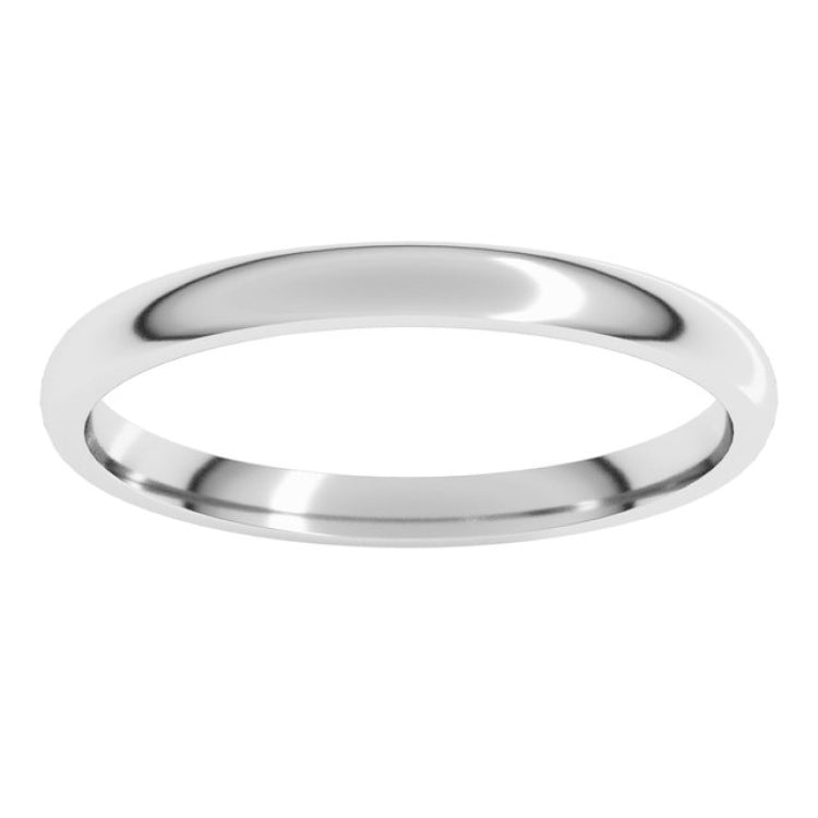 Sterling Silver 2 mm Lightweight Comfort-Fit Half Round Band Size 8