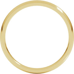 14K Yellow Gold 2.5 mm Lightweight Comfort-Fit Half Round Band Size 8