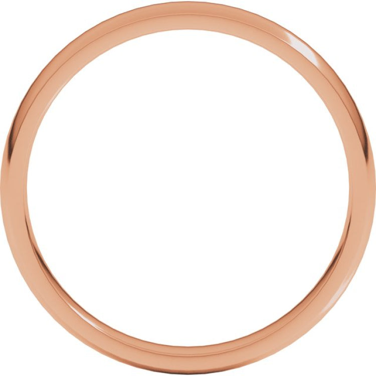 18K Rose Gold 3 mm Lightweight Comfort-Fit Half Round Band Size 9