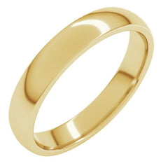 14K Yellow Gold 3.5 mm Lightweight Comfort-Fit Half Round Band Size 8