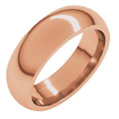 14K Rose Gold 6 mm Comfort-Fit Half Round Band Size 8.5