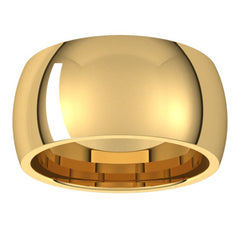10K Yellow Gold 10 mm Comfort-Fit Half Round Band Size 7.5