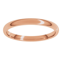 14K Rose Gold 2 mm Lightweight Comfort-Fit Half Round Band Size 2
