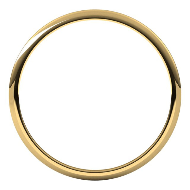 14K Yellow Gold 1 mm Lightweight Half Round Band Size 6