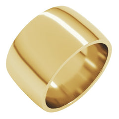 18K Yellow Gold 12 mm Lightweight Comfort-Fit Half Round Band Size 8