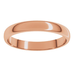 10K Rose Gold 3 mm Lightweight Half Round Band Size 4.5