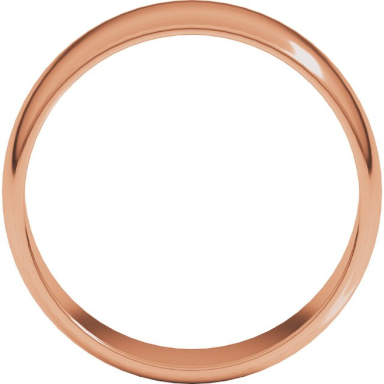 14K Rose Gold 7 mm Lightweight Half Round Band Size 11