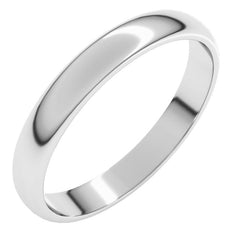 Sterling Silver 3 mm Lightweight Half Round Band Size 9