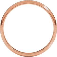 14K Rose Gold 3 mm Lightweight Half Round Band Size 6.5