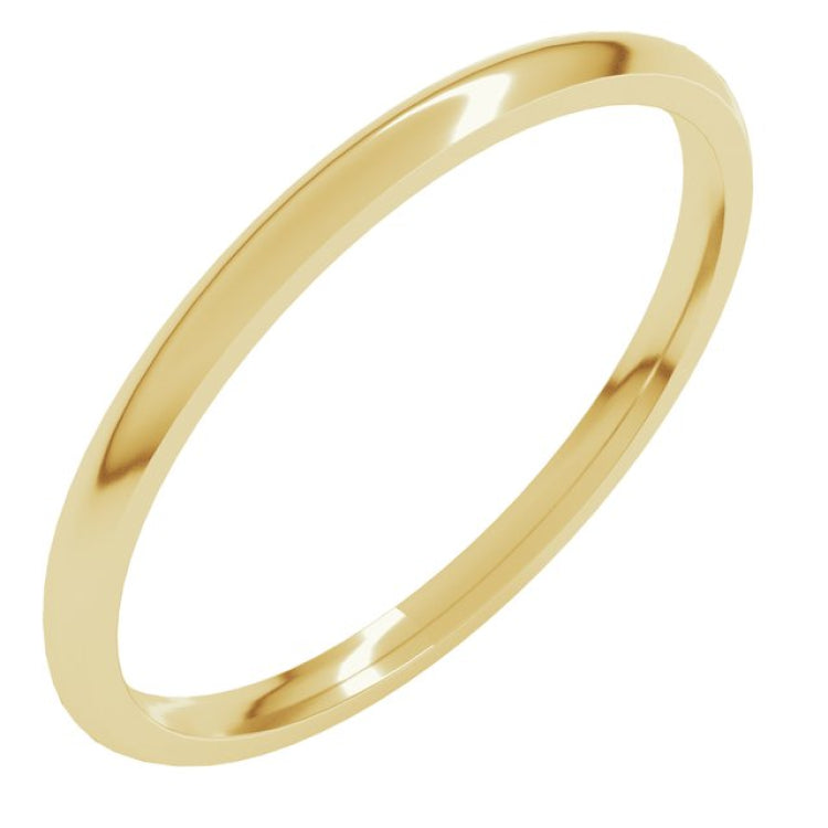18K Yellow Gold 1.5 mm Lightweight Comfort-Fit Half Round Band Size 8