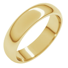 14K Yellow Gold 5 mm Half Round Band Size 6