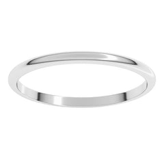 14K White Gold 1.5 mm Lightweight Half Round Band Size 4