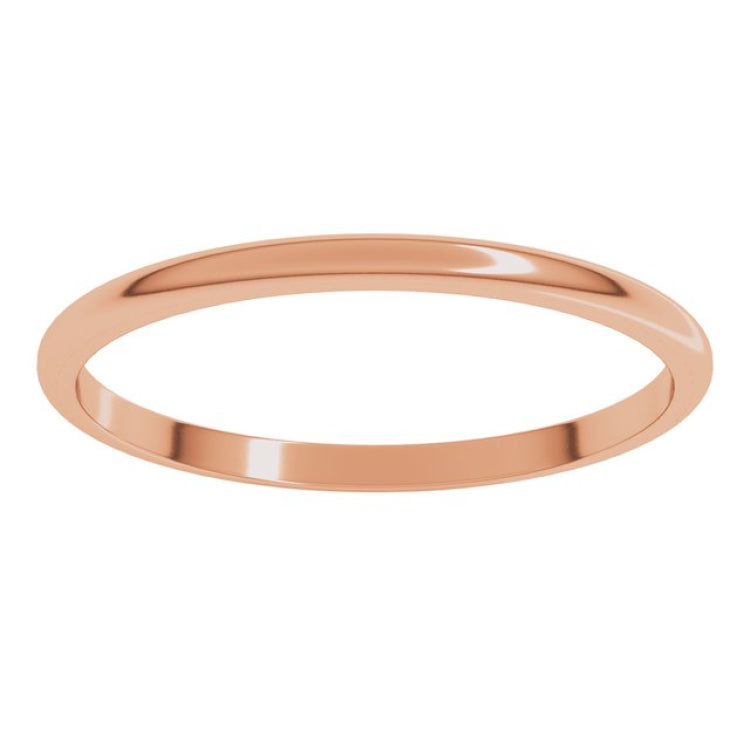 14K Rose Gold 1.5 mm Lightweight Half Round Band Size 7