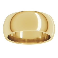 14K Yellow Gold 8 mm Comfort-Fit Half Round Band Size 6