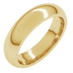18K Yellow Gold 5 mm Comfort-Fit Half Round Band Size 9