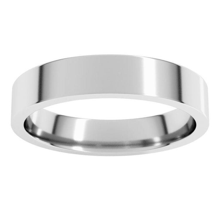 14K White Gold 4 mm Lightweight Comfort-Fit Flat Band Size 6.5