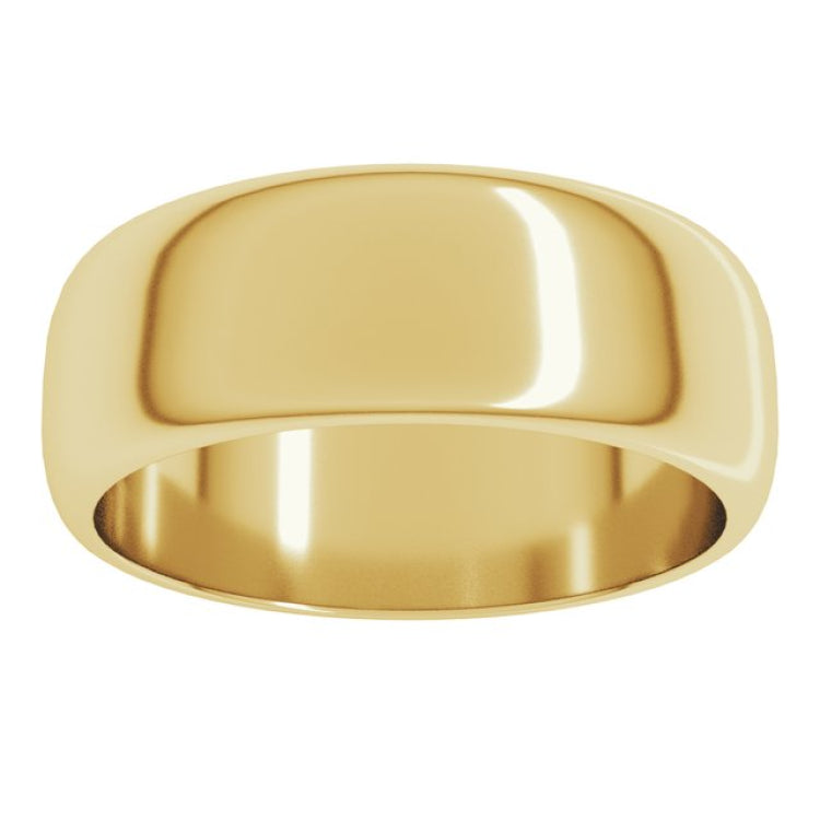 10K Yellow Gold 7 mm Half Round Band Size 11