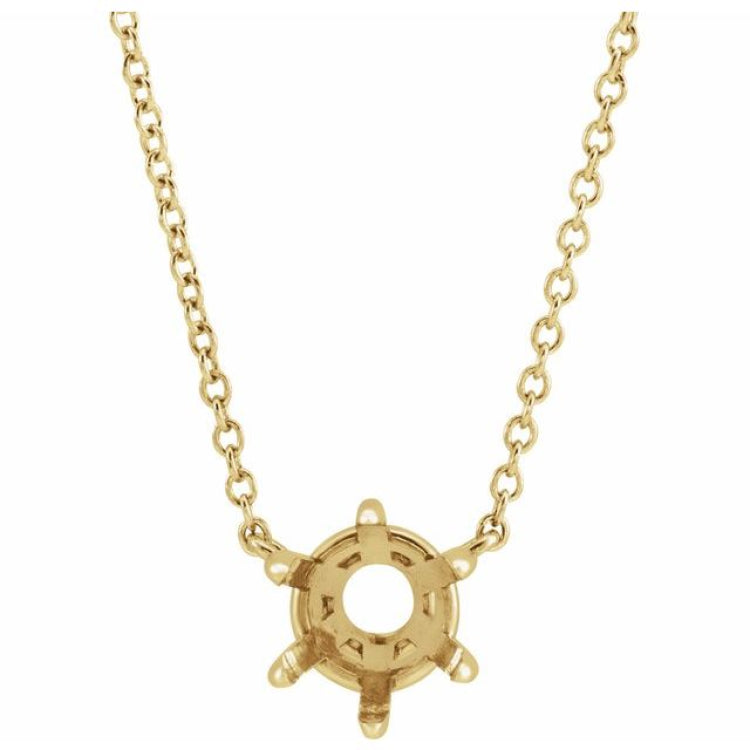 14K Yellow Gold 5 mm Round Solitaire 18" Necklace Mounting