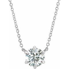 14K White Gold 1/4 CT Natural Diamond Solitaire 16" Necklace