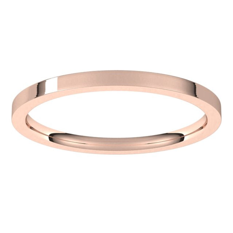 18K Rose Gold 1.5 mm Flat Comfort Fit Light Band Size 4.5