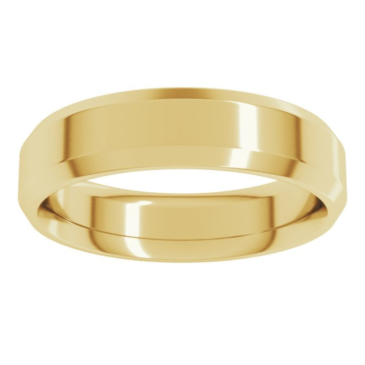 14K Yellow Gold 5 mm Beveled-Edge Comfort-Fit Flat Band Size 9.5