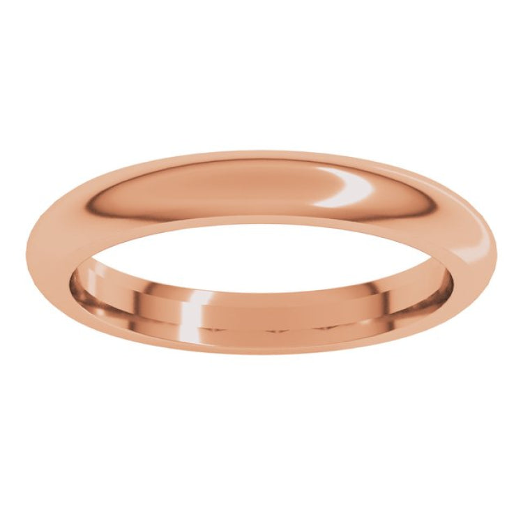 14K Rose Gold 3 mm Comfort-Fit Half Round Band Size 7