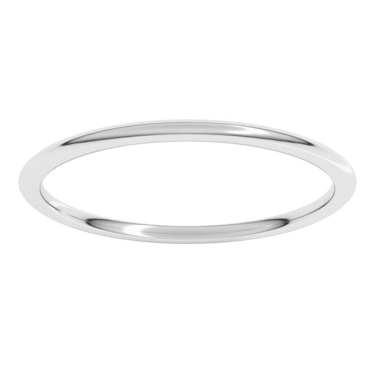 14K White Gold 1 mm Lightweight Comfort-Fit Half Round Band Size 6