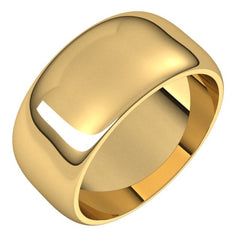14K Yellow Gold 9 mm Half Round Band Size 9