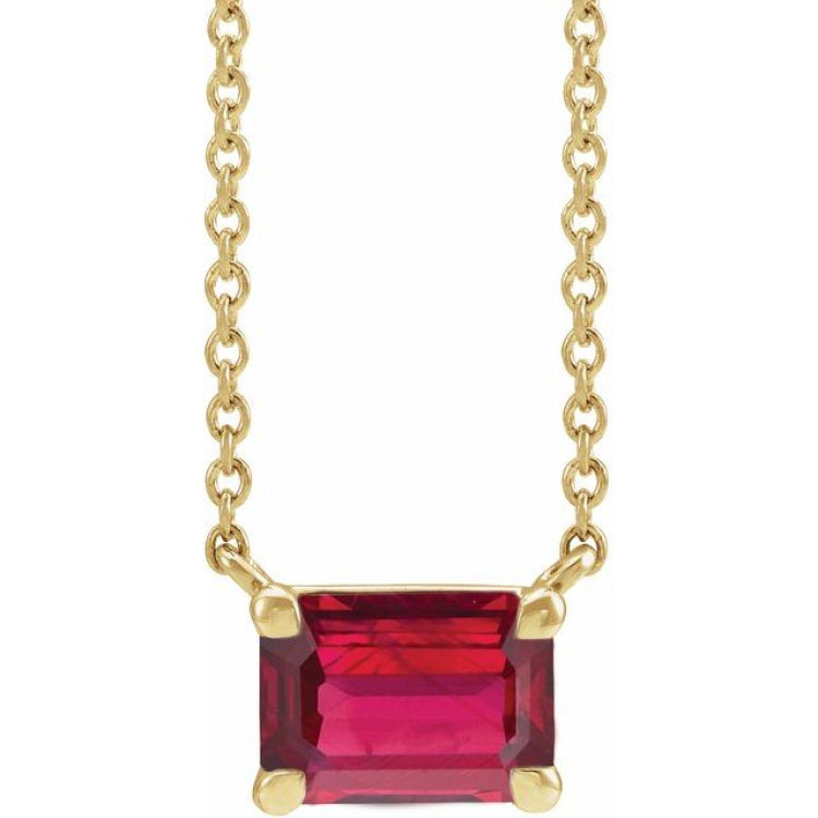 14K Yellow Gold Lab-Grown Ruby 18" Necklace