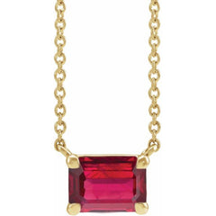 14K Yellow Gold Lab-Grown Ruby 18" Necklace