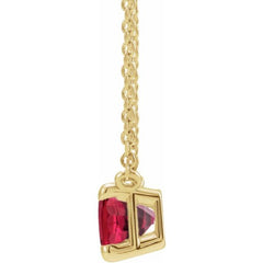 14K Yellow Gold Lab-Grown Ruby 18" Necklace