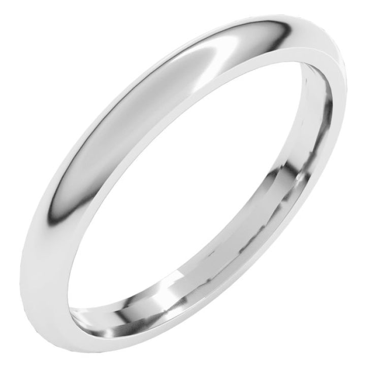 Platinum 2.5 mm Comfort-Fit Half Round Band Size 6