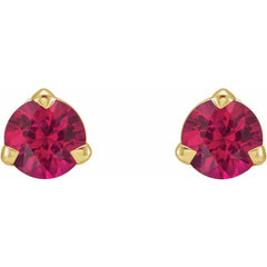 14K Yellow Gold 3 mm Natural Ruby Earrings
