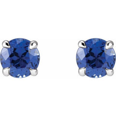 14K White Gold Lab-Grown Blue Sapphire Earrings