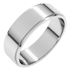 14K White Gold 6 mm Stepped-Edge Flat Band Size 8.5