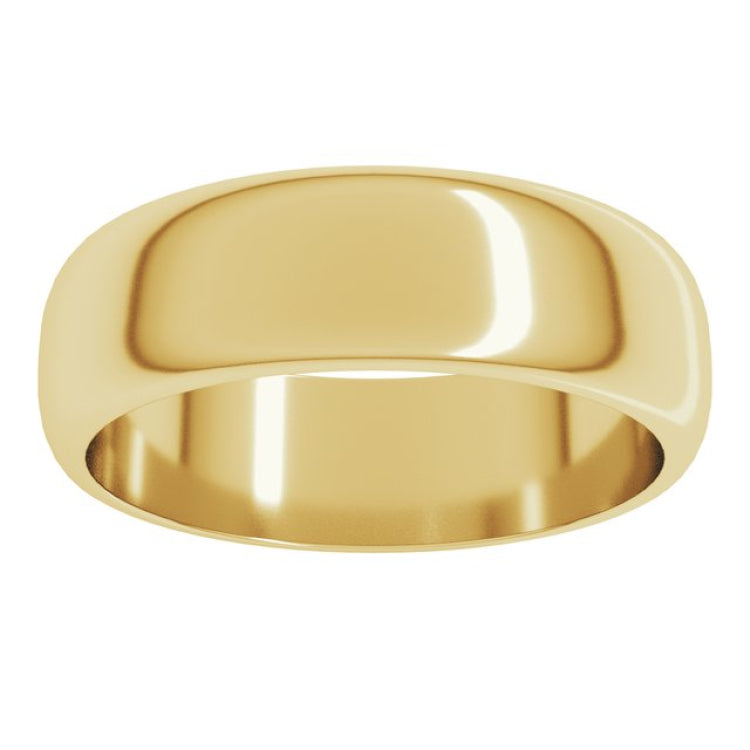 14K Yellow Gold 6 mm Half Round Band Size 8