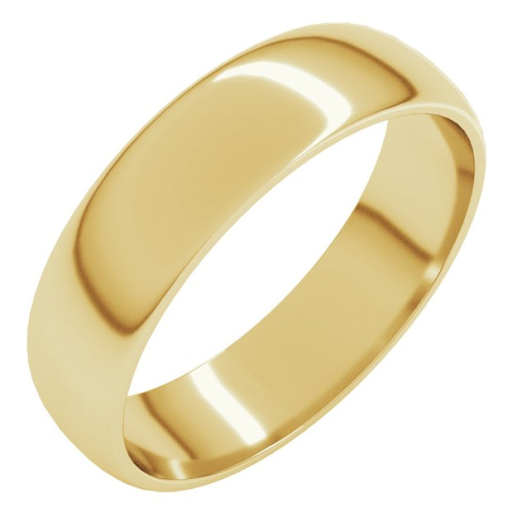 14K Yellow Gold 5 mm Lightweight Half Round Band Size 10