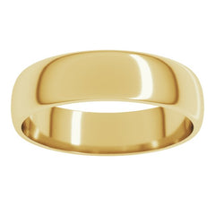 14K Yellow Gold 5 mm Lightweight Half Round Band Size 10
