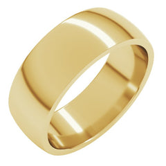 14K Yellow Gold 7 mm Lightweight Comfort-Fit Half Round Band Size 13