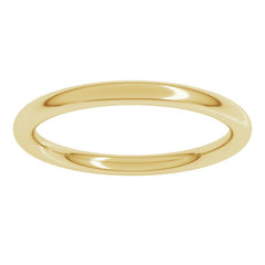 14K Yellow Gold 2 mm Comfort-Fit Full Round Band Size 4