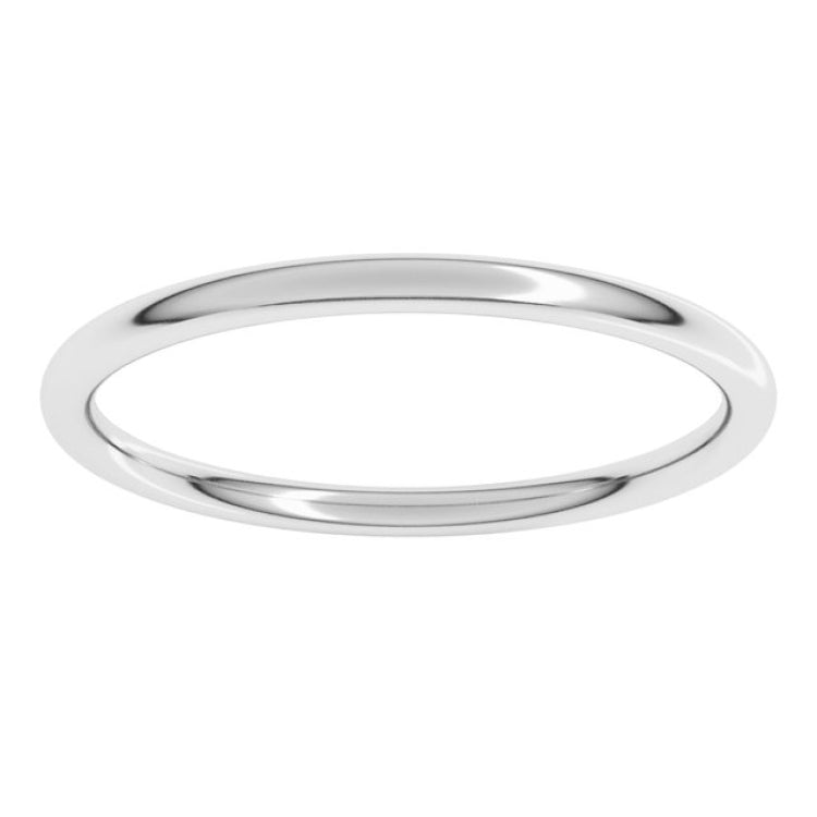 18K White Gold 1.5 mm Comfort-Fit Full Round Band Size 5