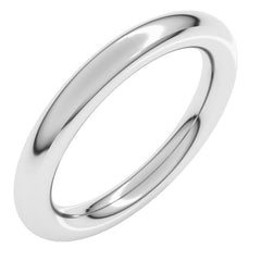 14K White Gold 3 mm Comfort-Fit Full Round Band Size 6.5