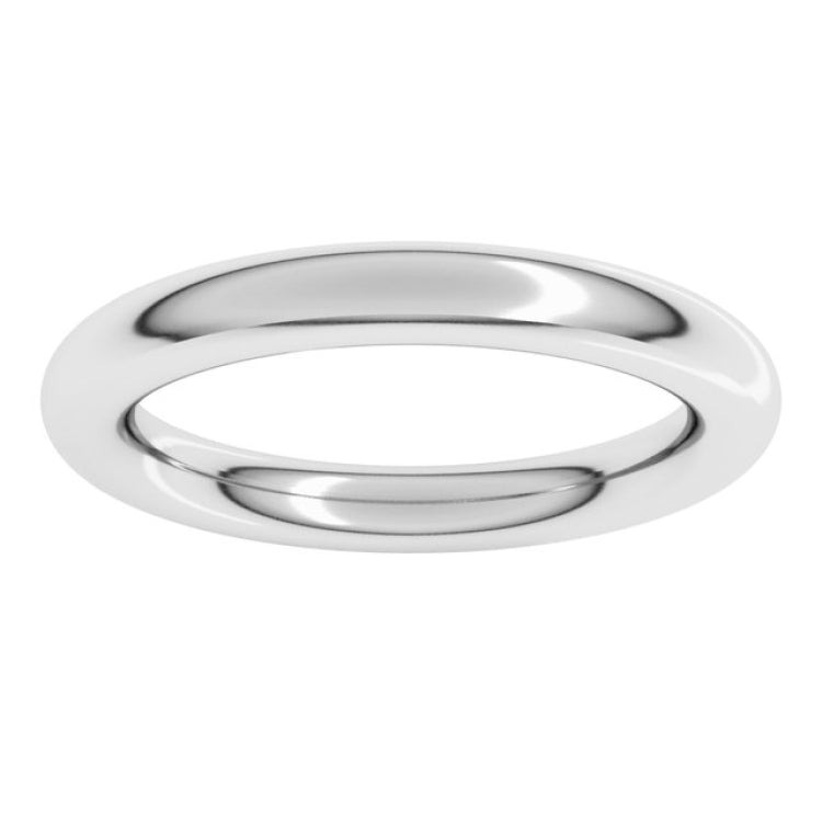14K White Gold 3 mm Comfort-Fit Full Round Band Size 6.5