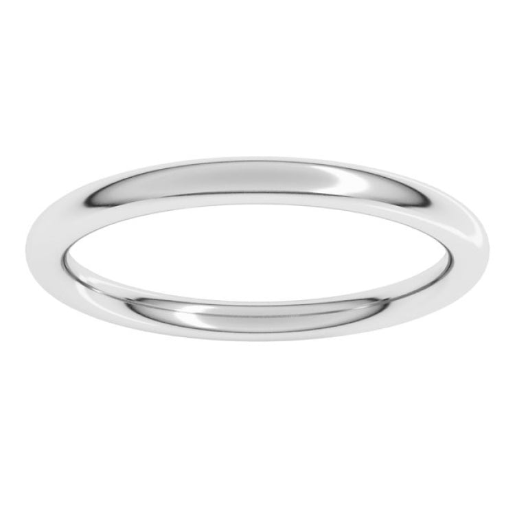 18K White Gold 2 mm Comfort-Fit Full Round Band Size 7