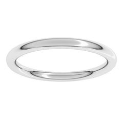 18K White Gold 2 mm Comfort-Fit Full Round Band Size 7