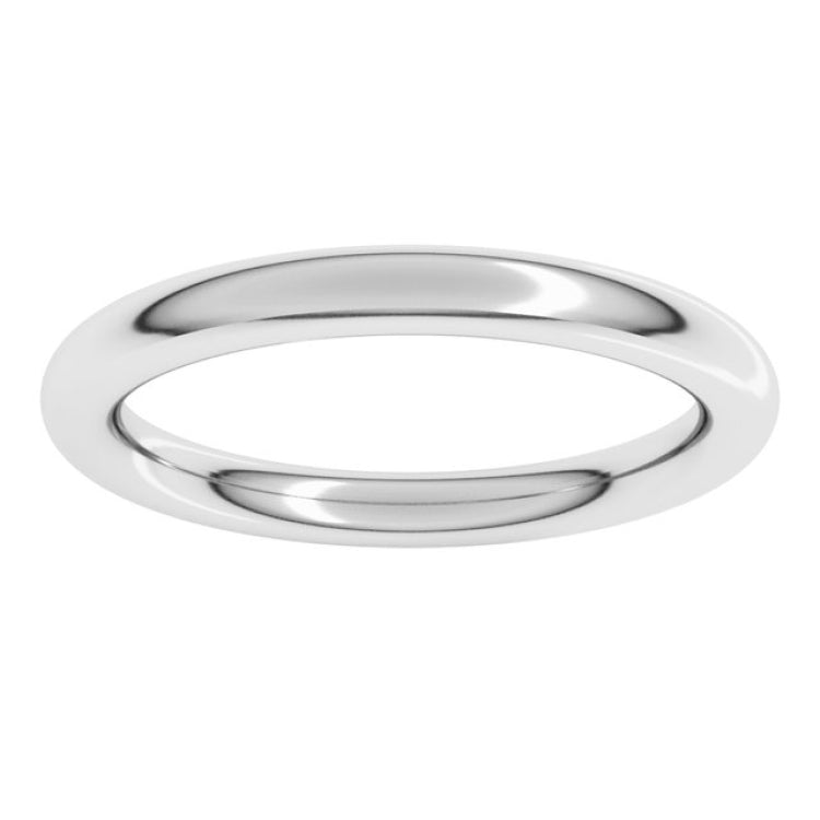 14K White Gold 2.5 mm Comfort-Fit Full Round Band Size 7