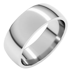 14K White Gold 7 mm Lightweight Comfort-Fit Half Round Band Size 13