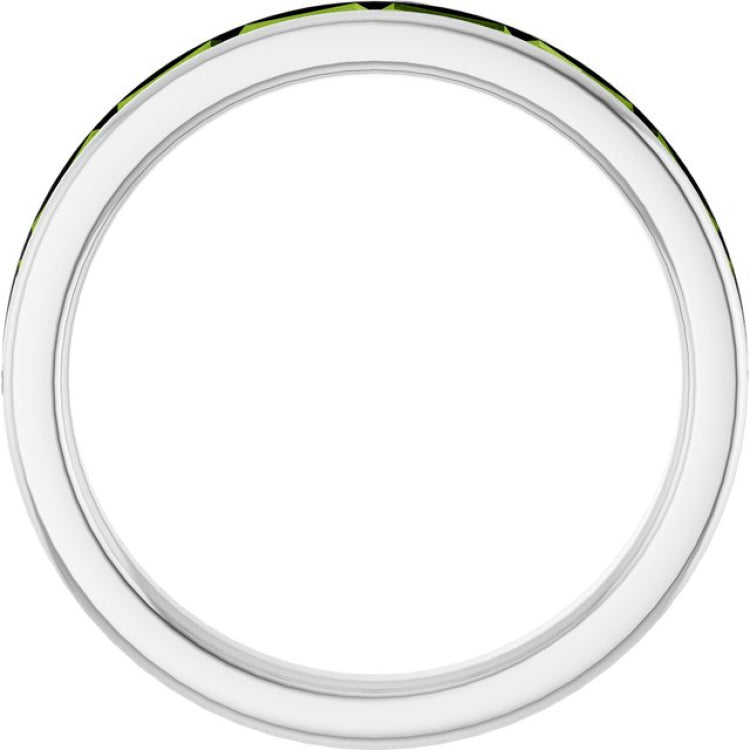 14K White Gold Natural Peridot Stackable Ring