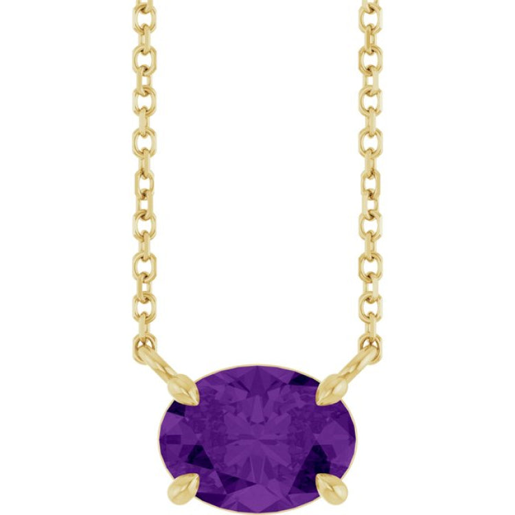 14K Yellow Gold Natural Amethyst 18" Necklace