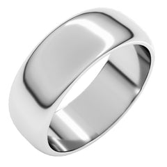 14K White Gold 7 mm Half Round Band Size 8